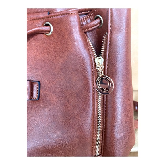 Artificial Leather Backpack, Yellow Gold Hardware - Picture 9 of 13